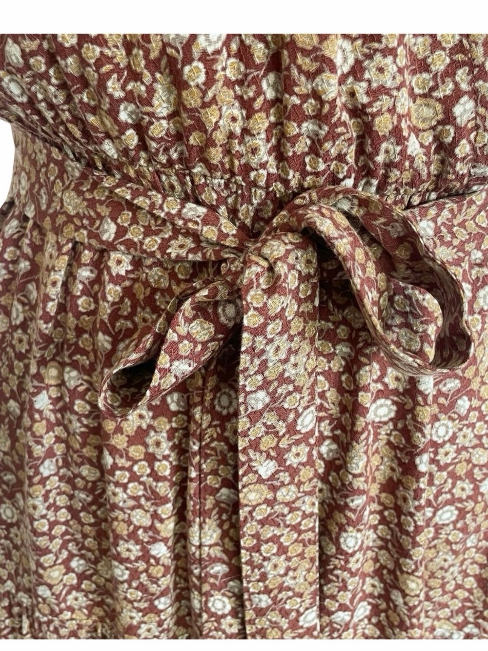 Women's Knox Rose Midi Dress Floral with Tie Waist Flowy Sleeves Boho Fall Dress - Picture 6 of 9
